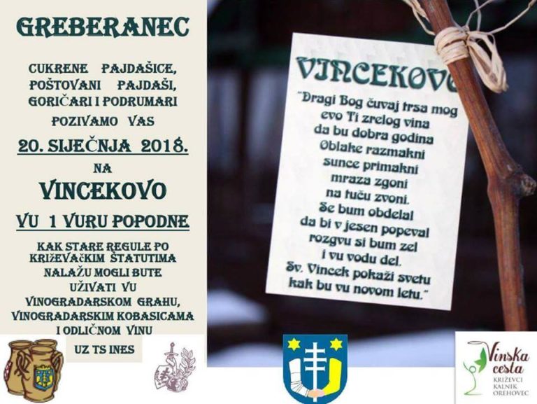 Vincekovo po Križevačkim štatutima, subota 20.1.2018 u 13 sati